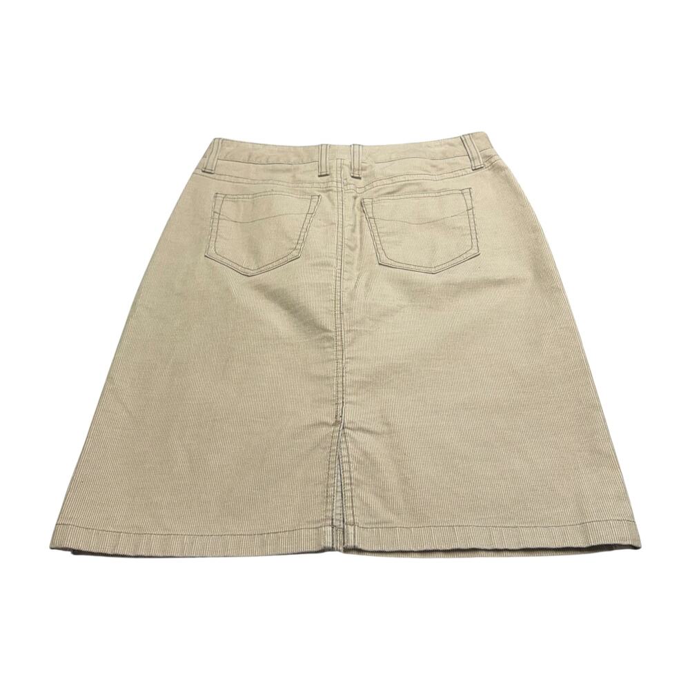 LL Bean Size 4 Tan Corduroy A-Line Midi Skirt Cotton Stretch 5-Pocket - Picture 5 of 7